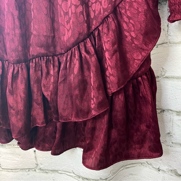 Michael Kors Dark Ruby Red Leopard Print Embossed Ruffle Dress, NWT!! - Picture 7 of 7
